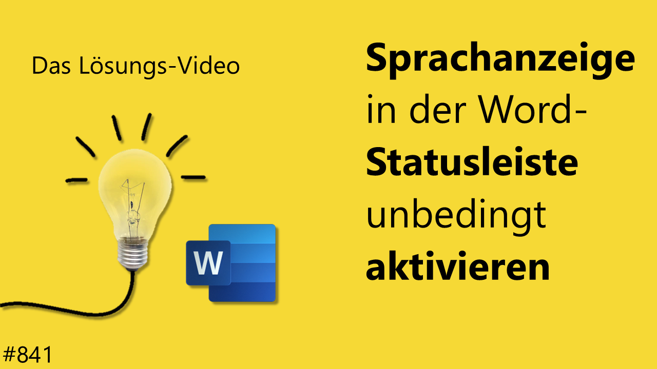 Team Hahner - Das #Lösungsvideo 841: Sprachanzeige in der Word-Statusleiste unbedingt aktivieren