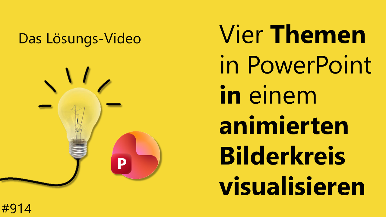 Team Hahner - Das #Lösungsvideo 914: Vier Themen in PowerPoint in einem animierten Bilderkreis visualisieren