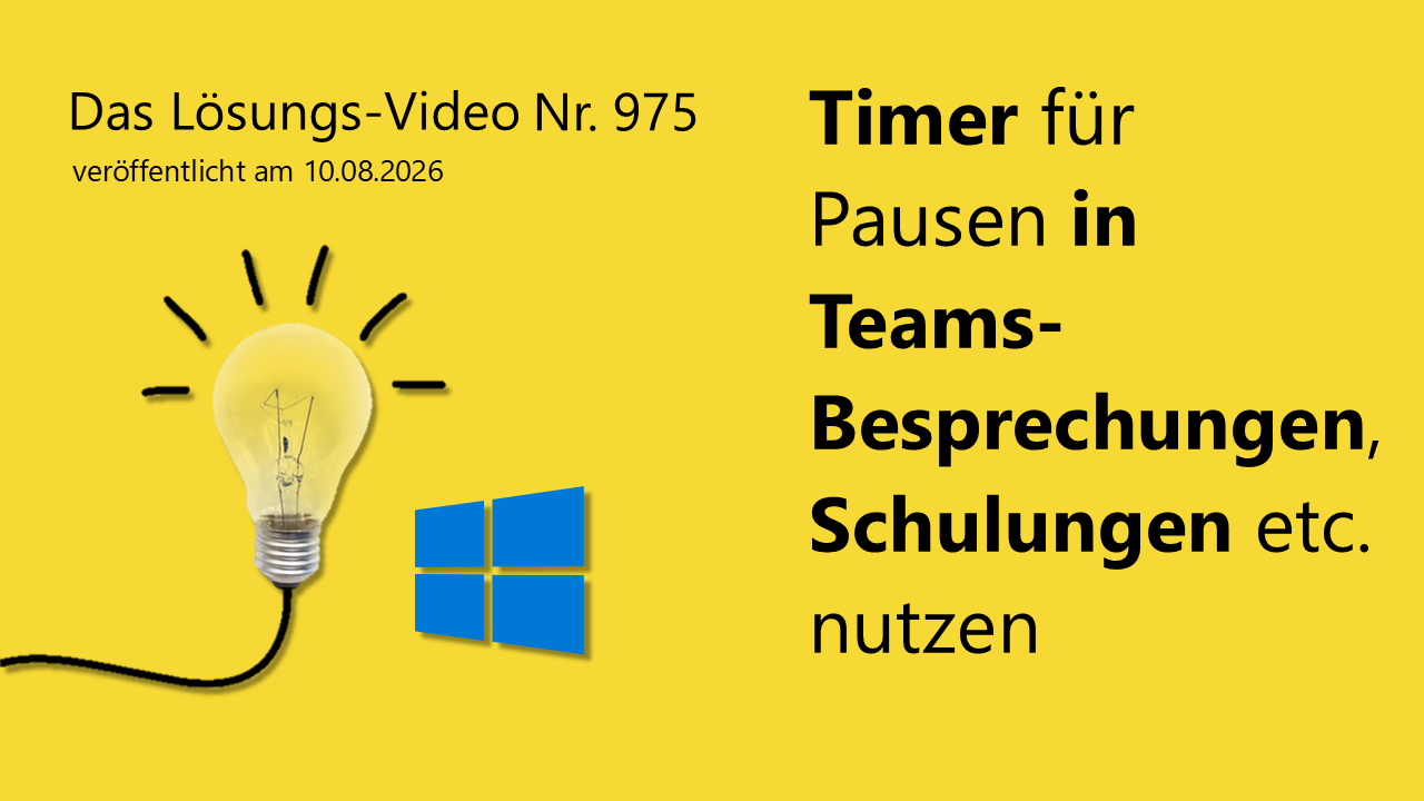 Team Hahner - Das #Lösungsvideo 975: Timer für Pausen in Teams-Besprechungen, Schulungen etc. nutzen