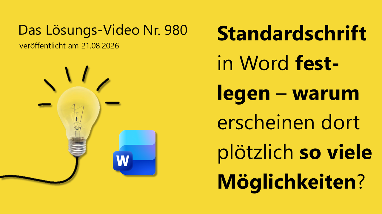 Team Hahner - Das #Lösungsvideo 980: Standardschrift in Word festlegen - warum erscheinen dort plötzlich so viele Möglichkeiten?