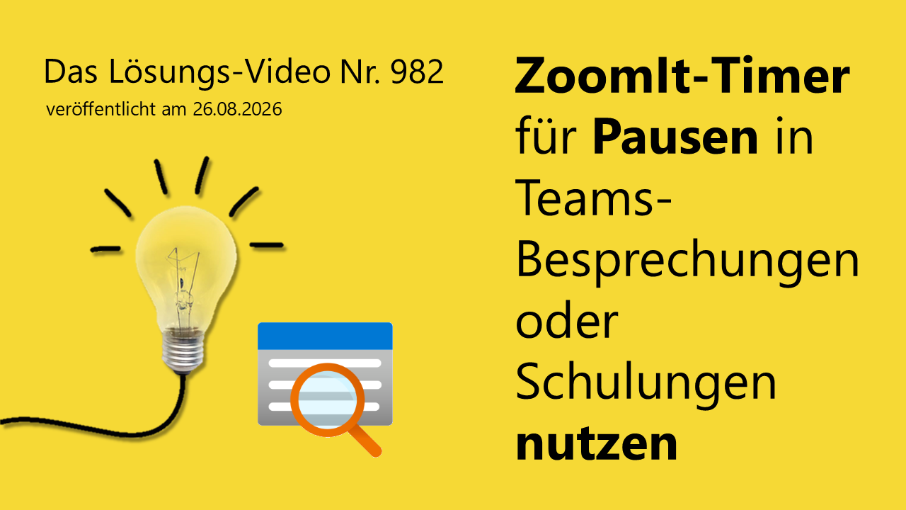 Team Hahner - Das #Lösungsvideo 982: ZoomIt-Timer für Pausen in Teams-Besprechungen oder Schulungen nutzen